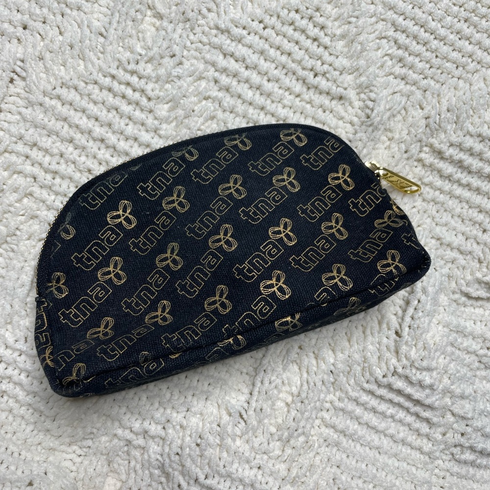 TNA Black Mini Pouch with Gold Logo Print
